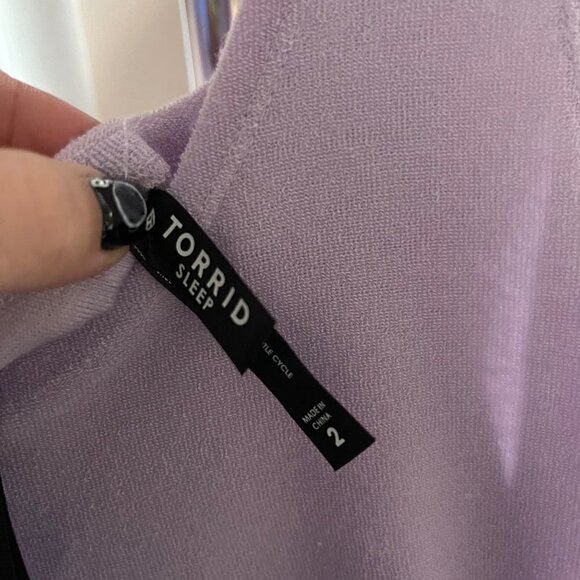 Torrid Womens NWT Terry Lilac Purple Henley Jumpsuit Cover Up One Piece Plus 2X - Picture 3 of 9